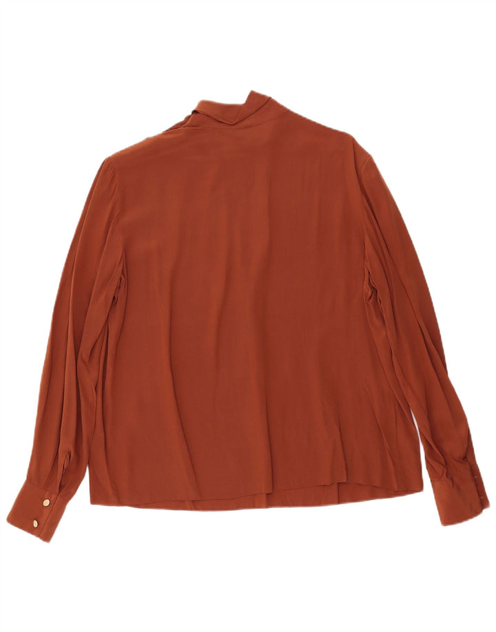 Vintage ženska majica dugih rukava IT 46 velika smeđa svila