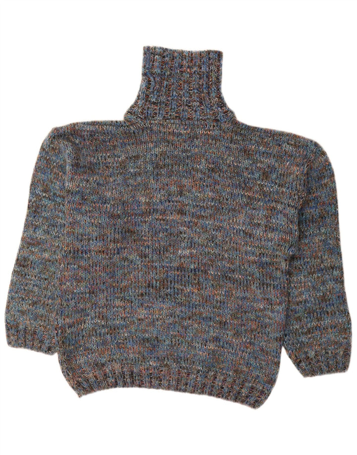 NORTH POLE Muški pulover s rol izrezom Srednje plava vunena pjegava