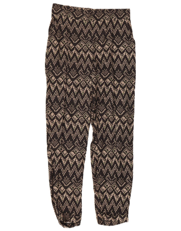 MONSOON ženske ležerne hlače UK 10 male W28 L27 crne geometrijske