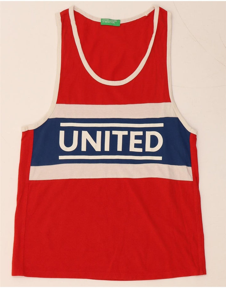 BENETTON muški grafički prsluk XS Red Colourblock Pamuk