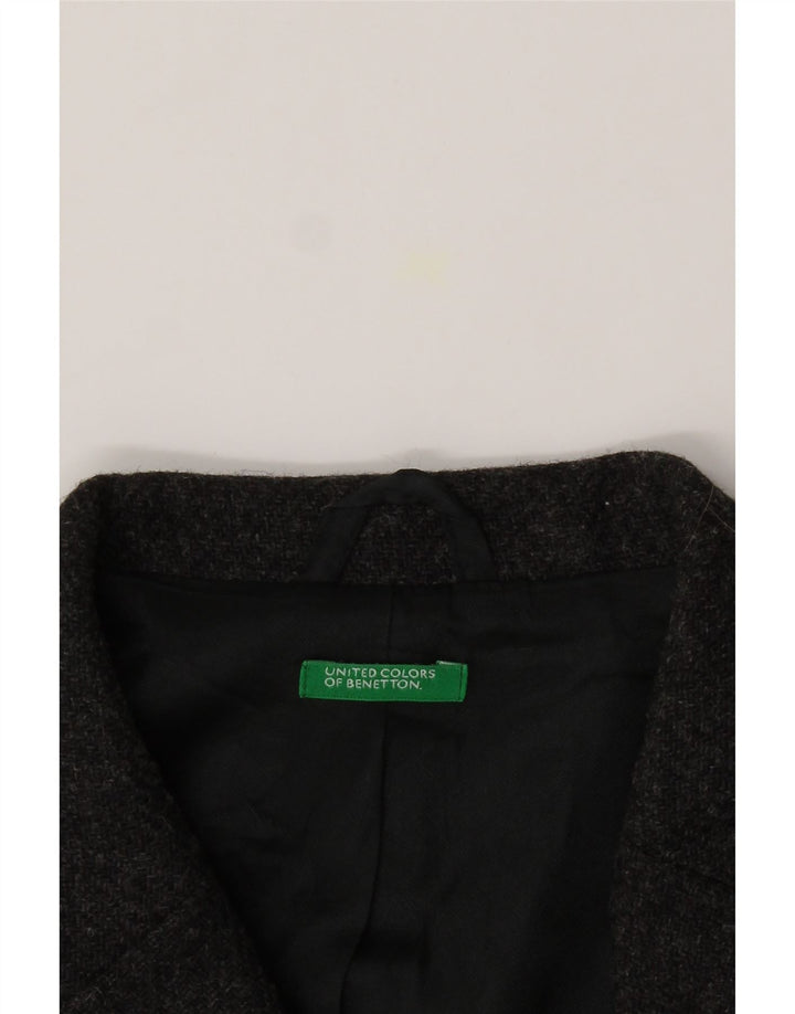 BENETTON Womens 2 Button Blazer Jacket IT 46 Large Grey Wool Vintage Benetton and Second-Hand Benetton from Messina Hembry 