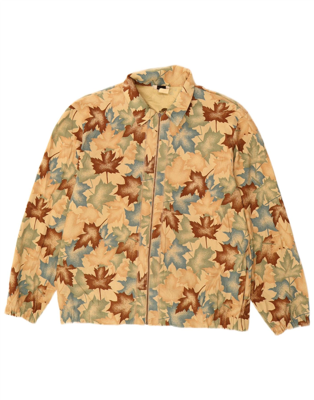 Vintage ženska bomber jakna UK 14 Srednje bež cvjetni poliester