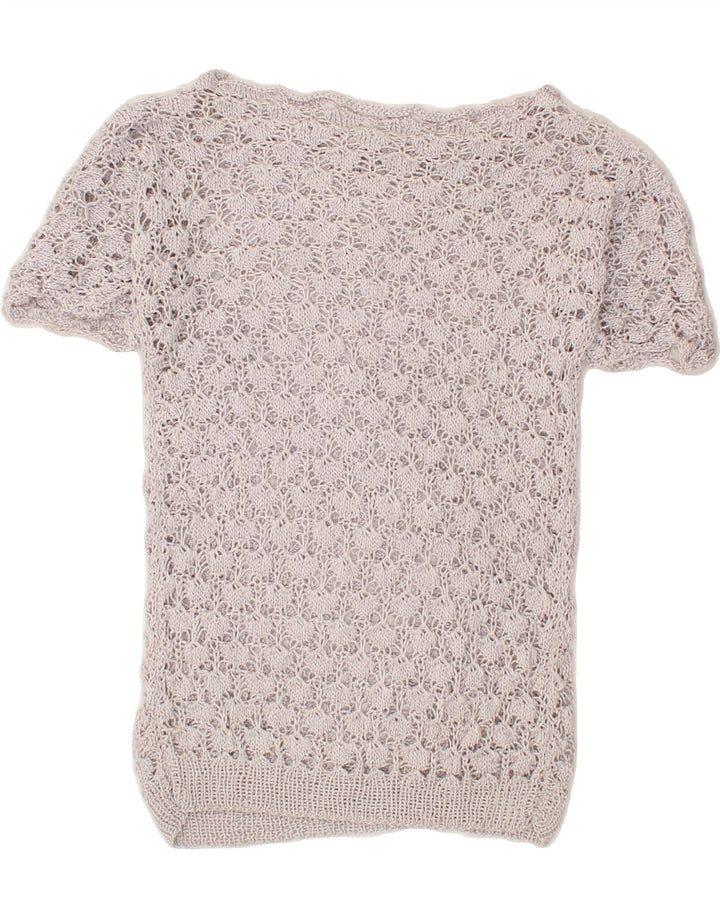 VINTAGE Womens Crochet See Through Top UK 10 Small Grey Vintage Vintage and Second-Hand Vintage from Messina Hembry 