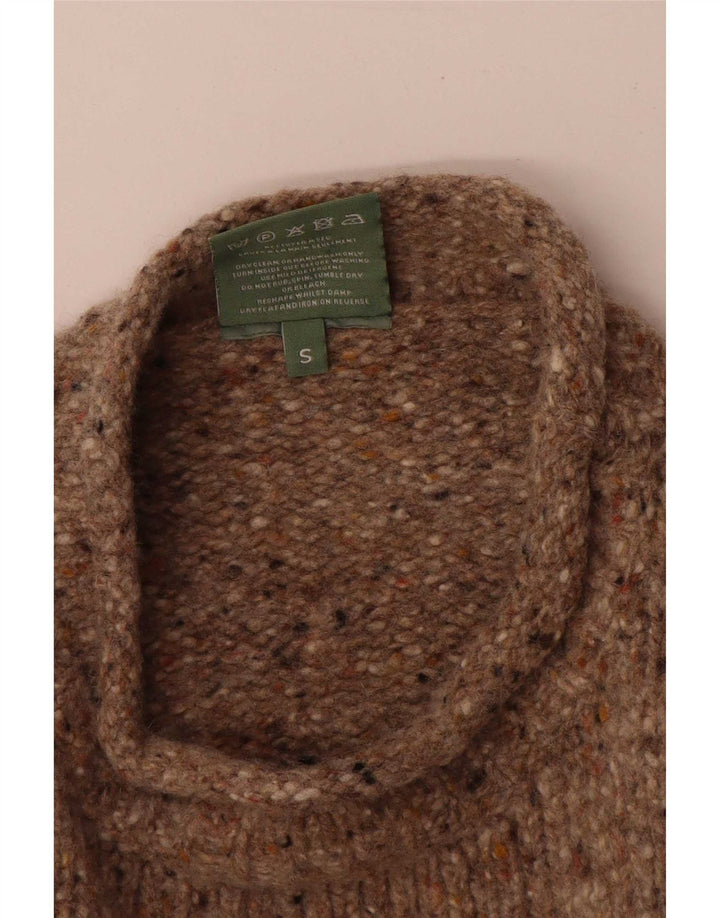 Aran ženski veliki džemper s kornjačastim ovratnikom UK 10 Small Beige Flecked