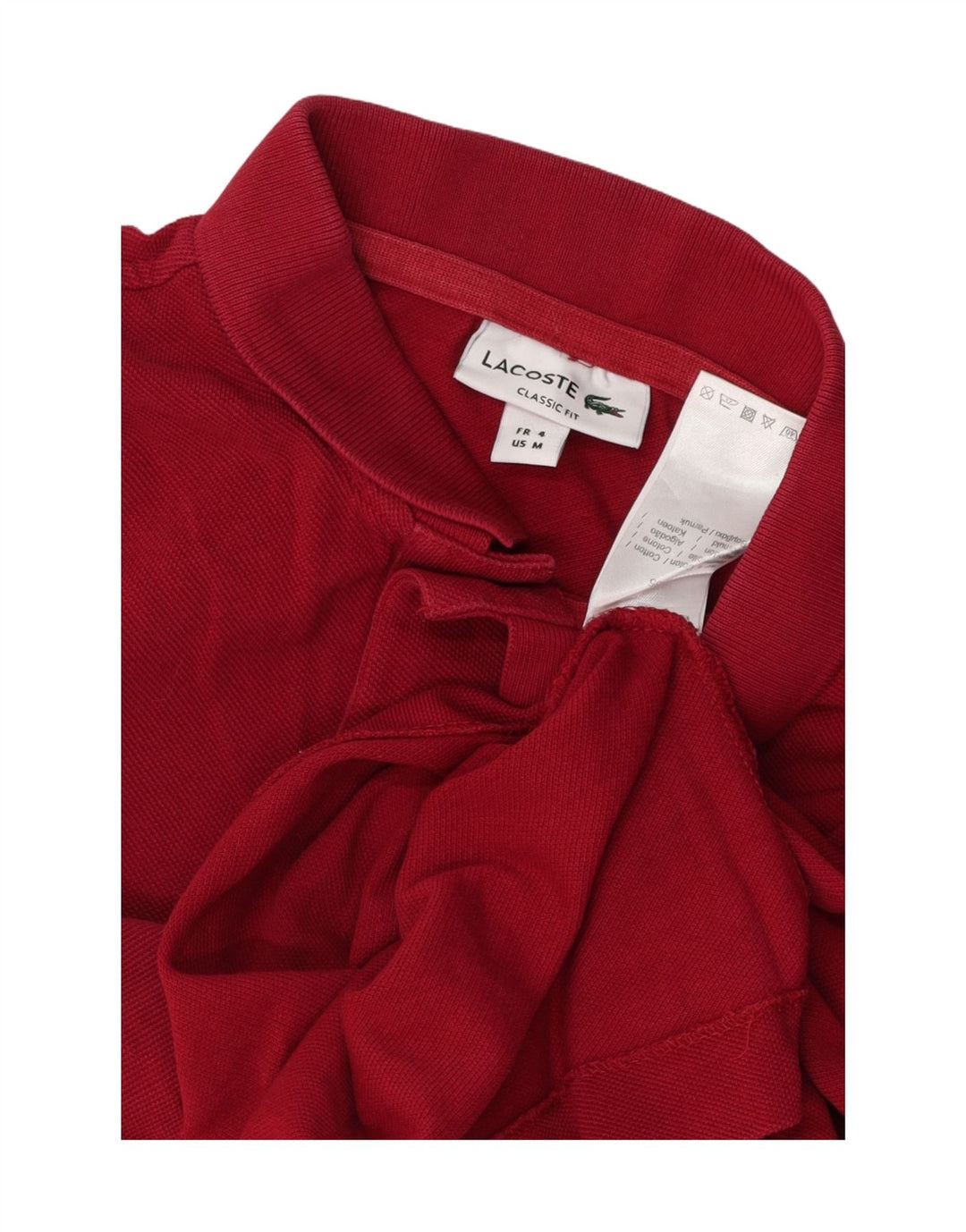 LACOSTE Mens Classic Fit Polo Shirt Size 4 Medium Red Cotton
