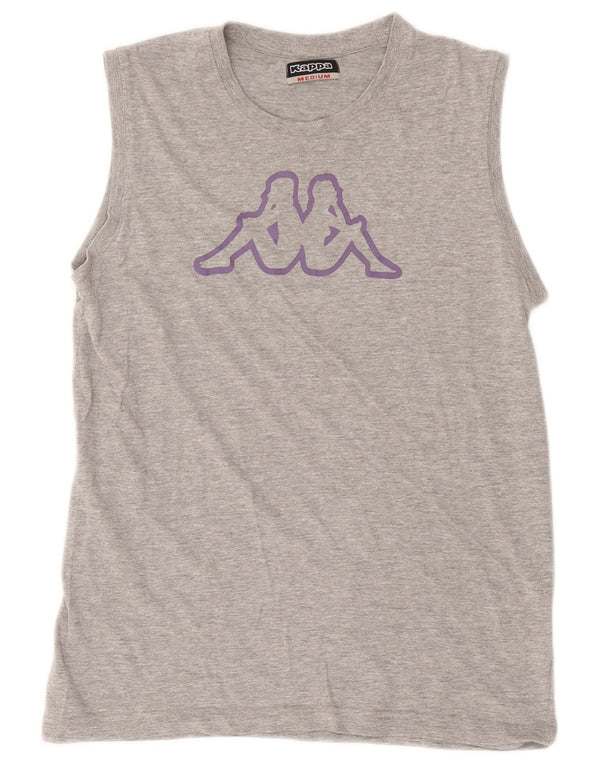 Kappa Womens Graphic Vest Top UK 14 Medium Grey Cotton