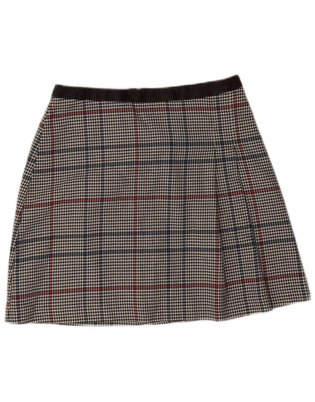 Oasis ženska mini suknja UK 10 mala W28 siva houndstooth poliester
