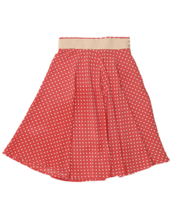 Vintage ženska suknja A-kroja W25 XS, ružičasta točkasta