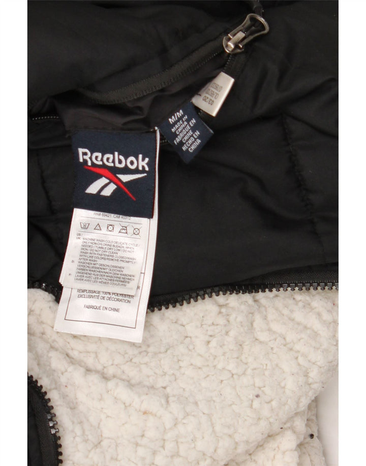 Reebok ženska reverzibilna podstavljena jakna s kapuljačom UK 14 srednje crna poliester