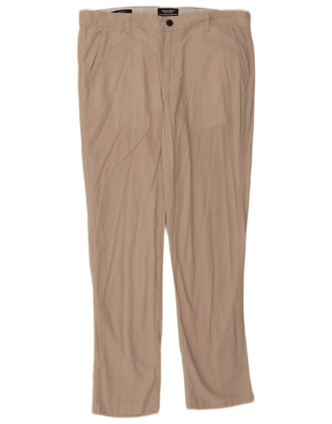 Jack & Jones Mens Straight Regular W34 L32 Bež Pamuk