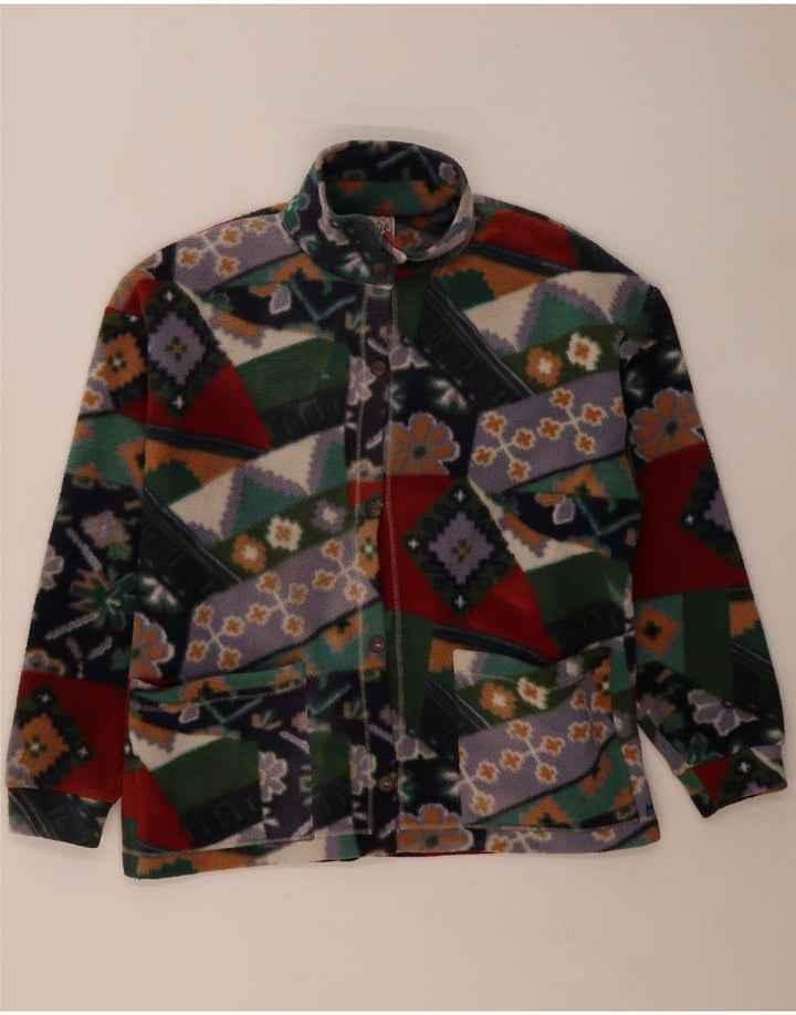 Vintage ženska jakna od flisa UK 14 srednje raznobojna geometrijska