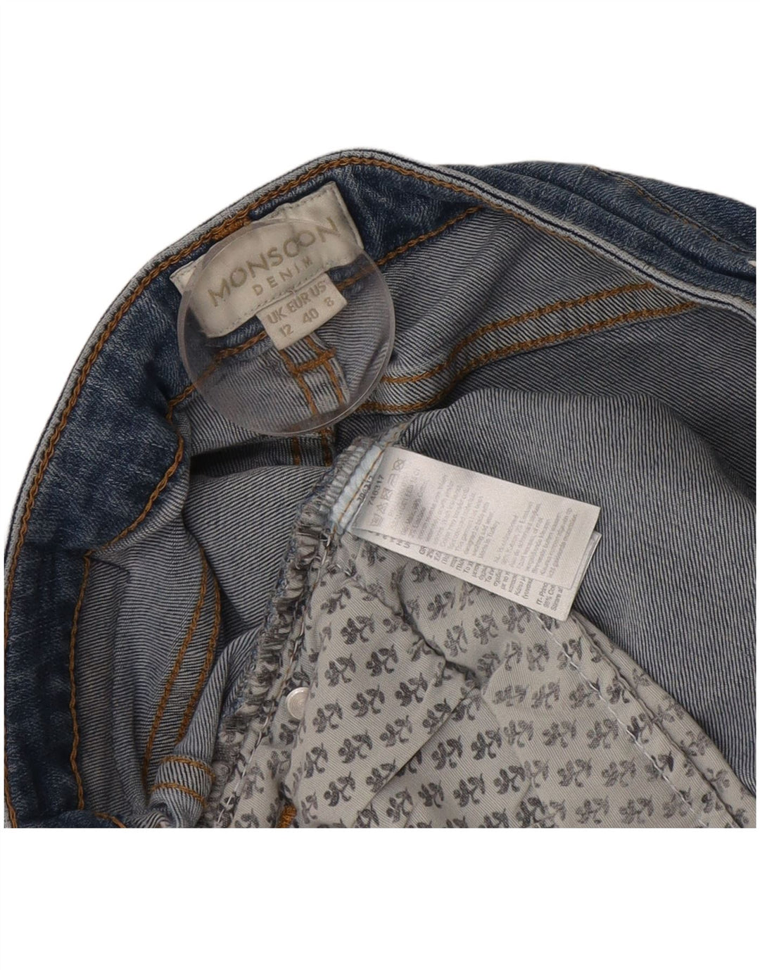 Monsoon ženske lepršave traperice UK 12 srednje W30 L31 plavi pamuk