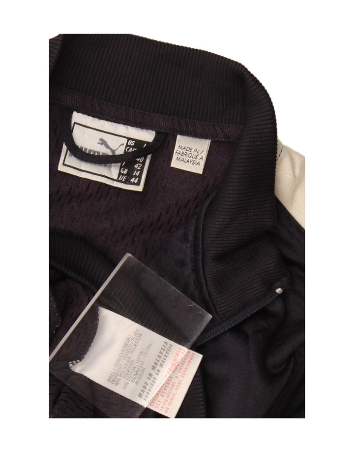 PUMA Womens Tracksuit Top Jacket UK 14 Large Navy Blue Colourblock