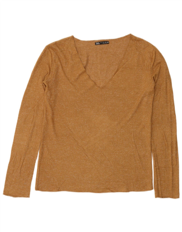 Zara ženska majica s dugim rukavima UK 10 Small Beige Flected