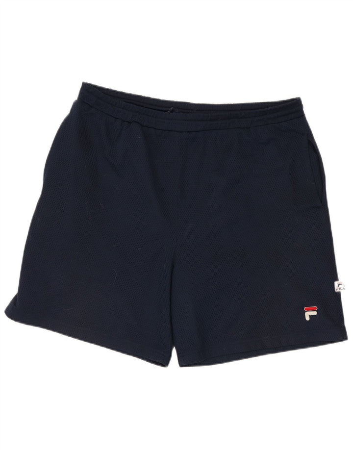 FILA Mens Graphic Sport Shorts Large Navy Blue Polyester