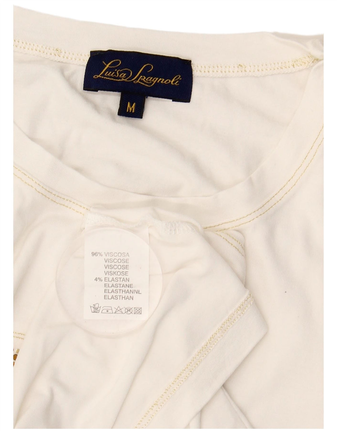 LUISA SPAGNOLI Ženska majica kratkih rukava s grafičkim motivima UK 14 Srednje bijela viskoza