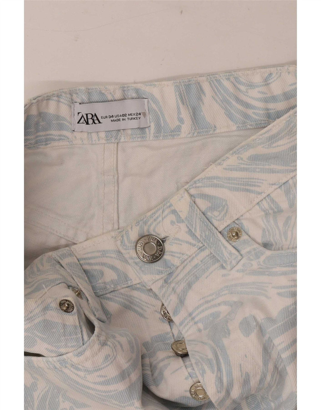 Zara ženske traper kratke hlače s apstraktnim uzorkom EU 34 2XS W24 plave