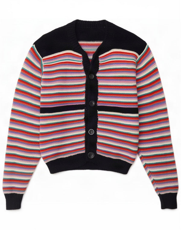 Vintage ženski kardigan džemper UK 14 Medium Multicolored Striped