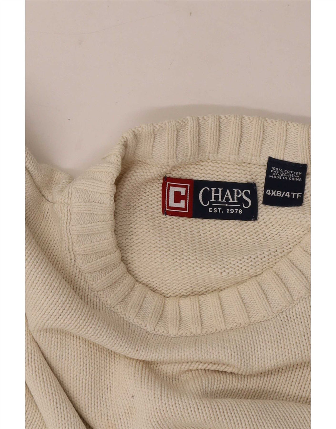 Chaps, muški pulover s okruglim izrezom 4XL, bež pamuk