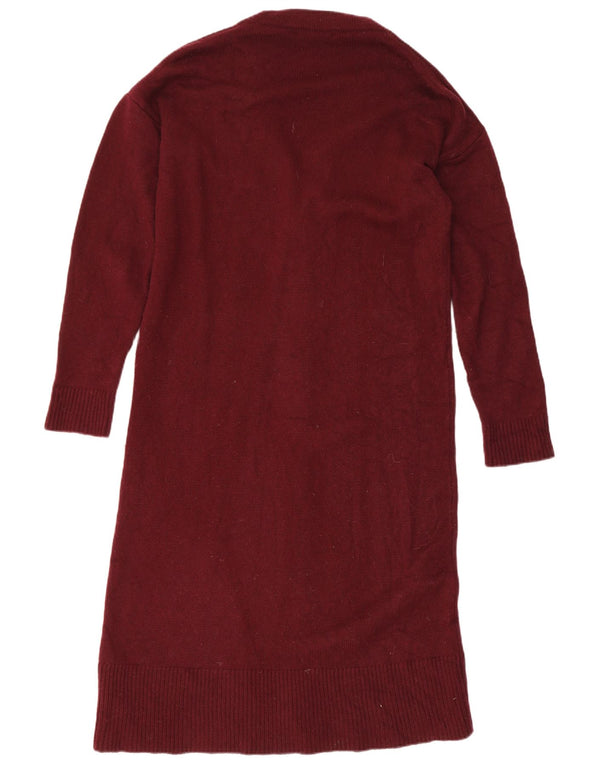 Massimo Dutti ženski dugi kardigan pulover UK 10 Small Burgundy Wool