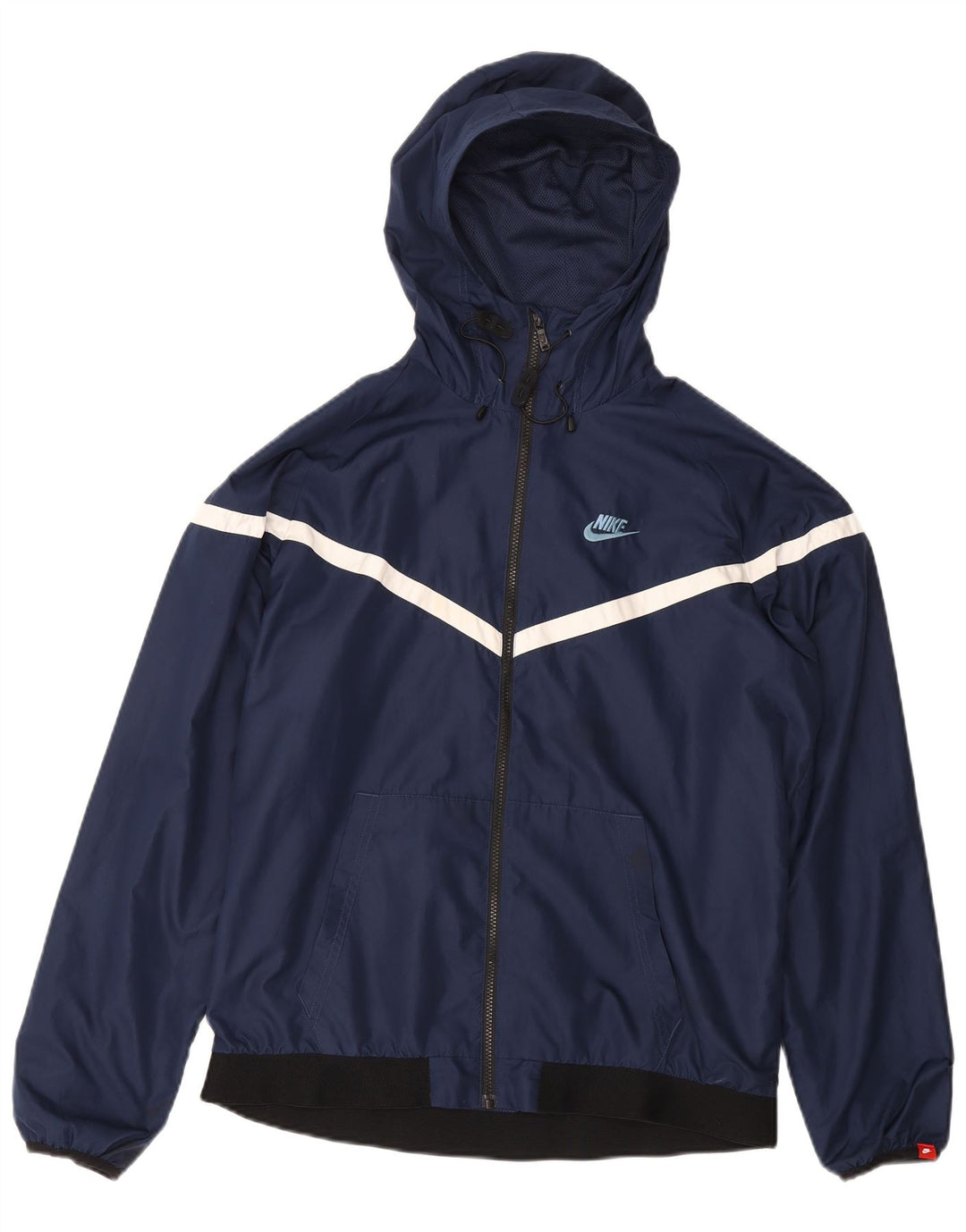 NIKE Mens Hooded Rain Jacket Large Navy Blue Polyester