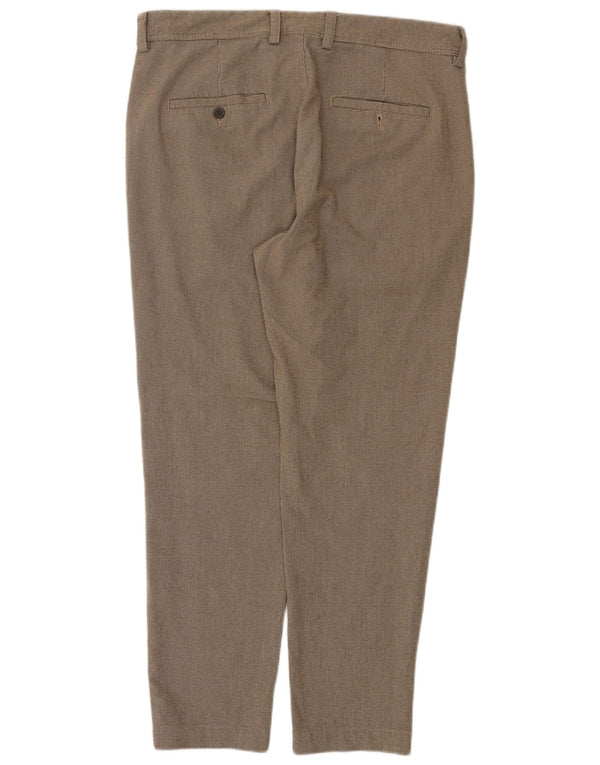 Zara Mens Slim Chino Trousers EU 46 XL W36 L29 Brown Houndstooth