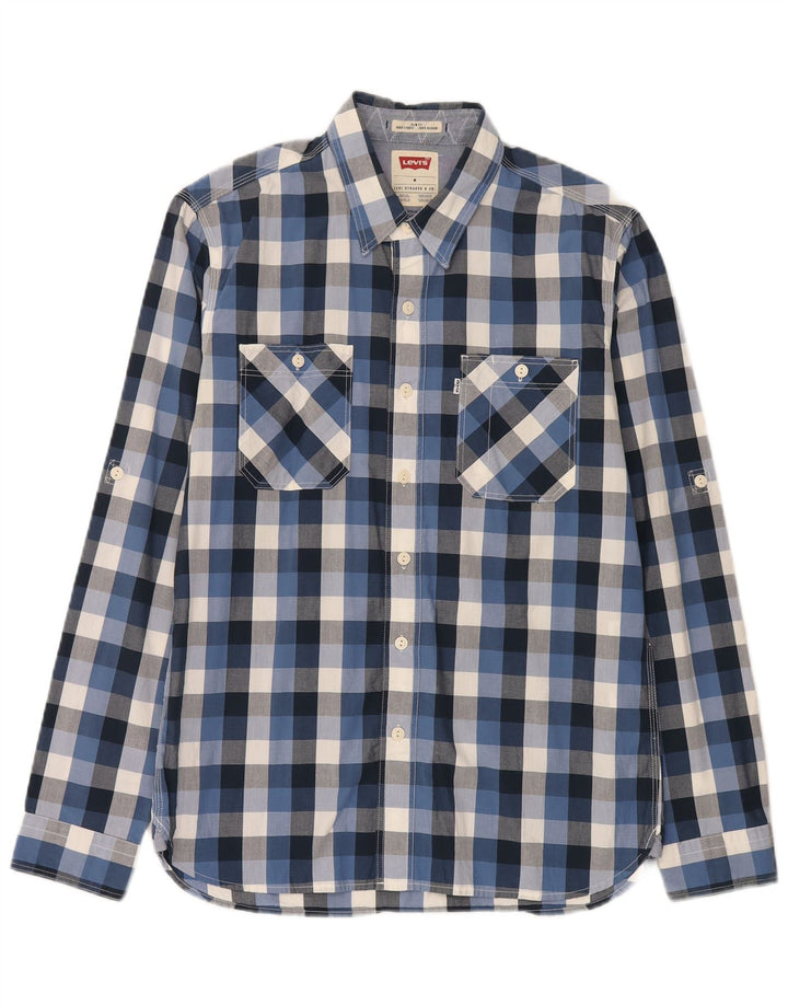 Levi's muška uska košulja srednje plave boje gingham pamuka