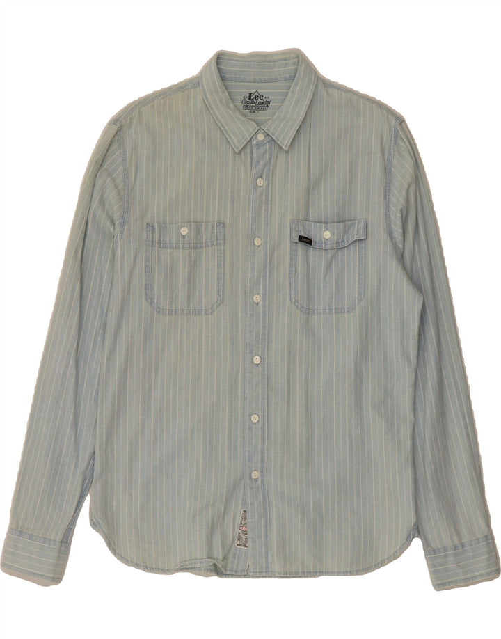 LEE Mens Slim Shirt Large Blue Pinstripe Cotton Vintage Lee and Second-Hand Lee from Messina Hembry 