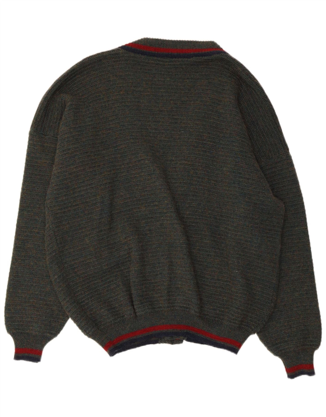 VINTAGE muški kardigan pulover IT 54/56 XL Zeleni pjegavi poliakril