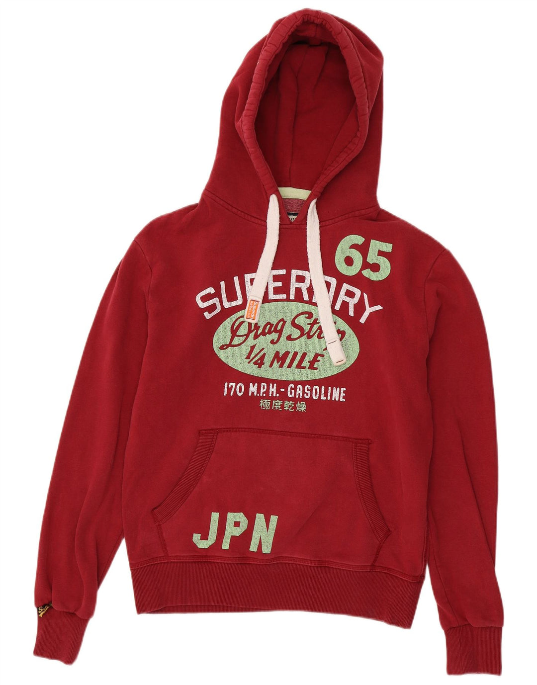 Superdry muška majica s kapuljačom s kapuljačom, srednji crveni pamuk