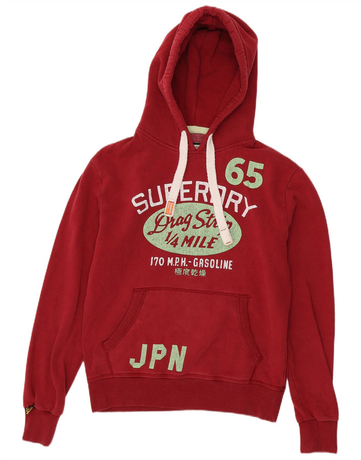 Superdry muška majica s kapuljačom s kapuljačom, srednji crveni pamuk