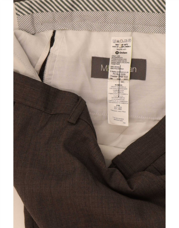 Marks & Spencer muške hlače ravnog odijela W36 L31 Smeđa vuna