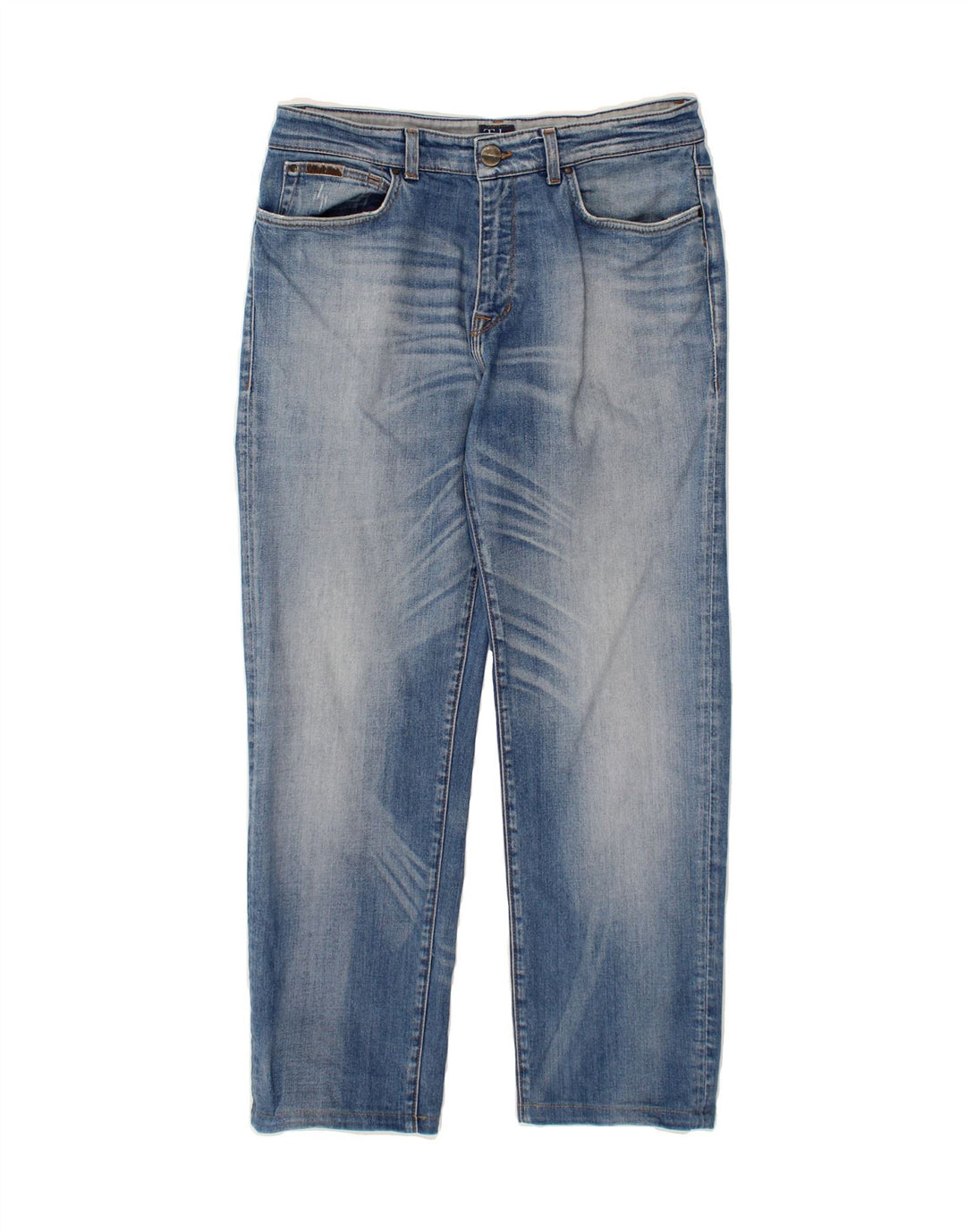 TRUSSARDI Mens Straight Jeans W35 L28 Blue Cotton Vintage Trussardi and Second-Hand Trussardi from Messina Hembry 