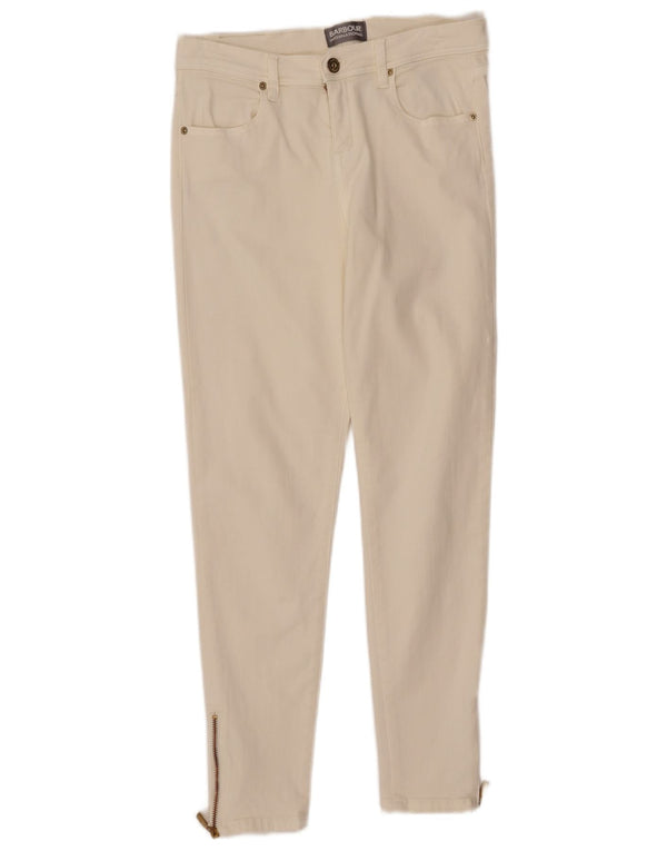 Barbour Womens Skinny Jeans UK 12 Medium W30 L27 Off White Cotton