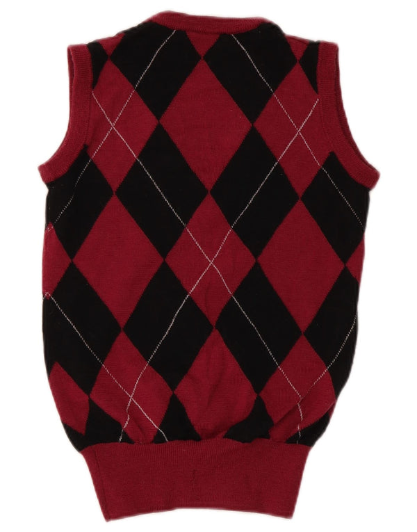 Fred Perry ženski prsluk bez rukava UK 8 Small Red Argyle/Diamond Wool