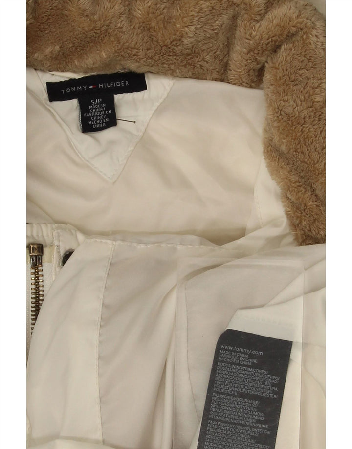 TOMMY HILFIGER Womens Hooded Padded Jacket UK 10 Small White Polyester