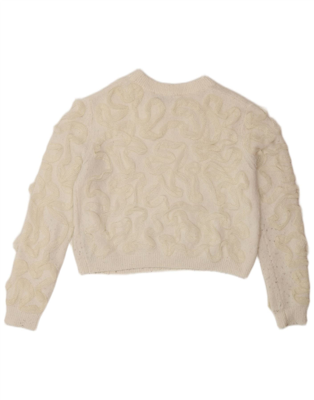 Zara ženski džemper s okruglim izrezom s apstraktnim uzorkom UK 10 Small Off White