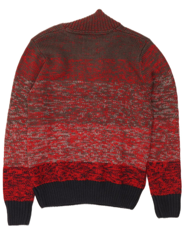 VINTAGE ženski džemper s dugmadima i ovratnikom UK 18 XL Red Colourblock