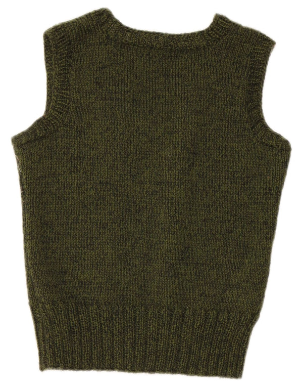 VINTAGE ženski kratki prsluk bez rukava UK 10 Small kaki