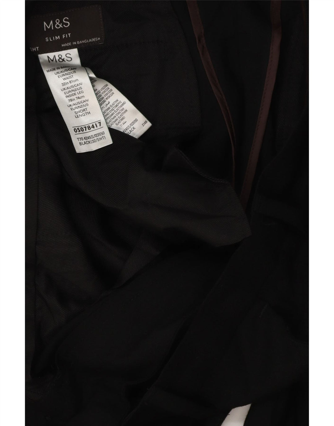 MARKS & SPENCER Muške uske chino hlače W32 L28 crni poliester