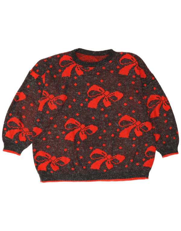 VINTAGE ženski džemper s okruglim izrezom UK 22 3XL sivi točkasti