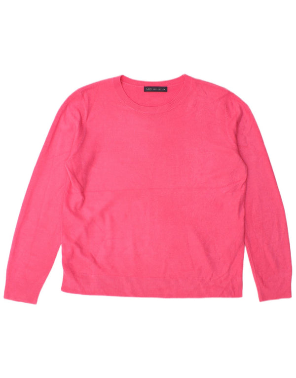 Marks & Spencer ženski džemper s okruglim izrezom UK 14 Veliki ružičasti akril