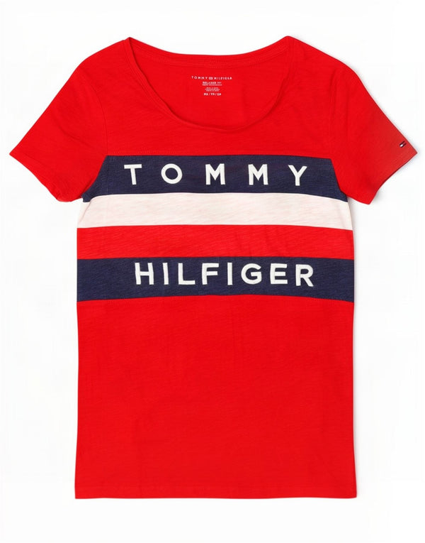Tommy Hilfiger Ženska grafička majica kratkih rukava UK 6 XS Red Colourblock