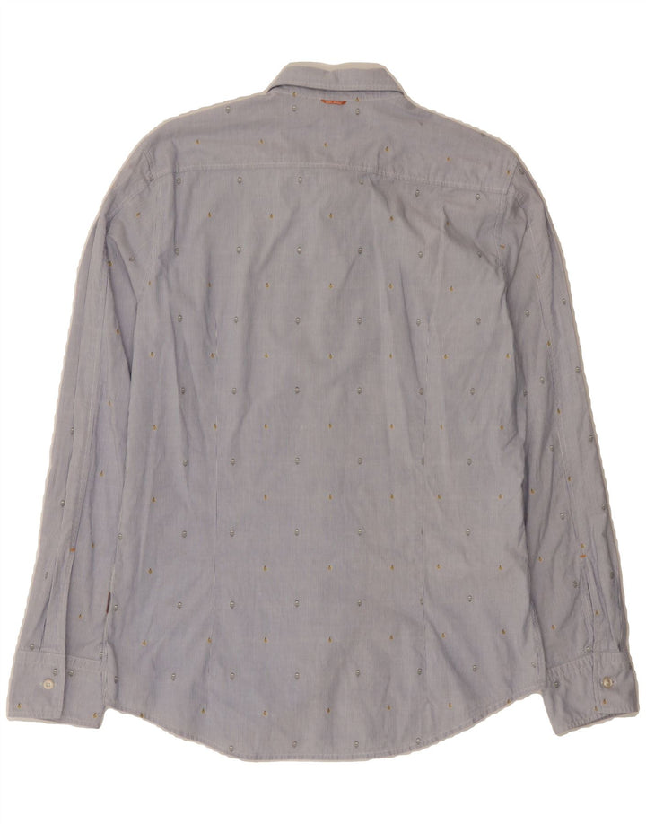 HUGO BOSS Mens Slim Fit Shirt Medium Blue Striped Cotton Vintage Hugo Boss and Second-Hand Hugo Boss from Messina Hembry 