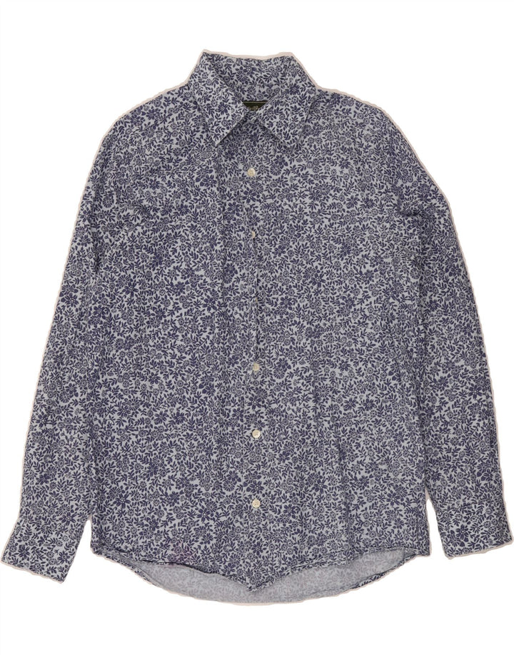 EDDIE BAUER Mens Shirt Small Blue Floral Cotton Vintage Eddie Bauer and Second-Hand Eddie Bauer from Messina Hembry 