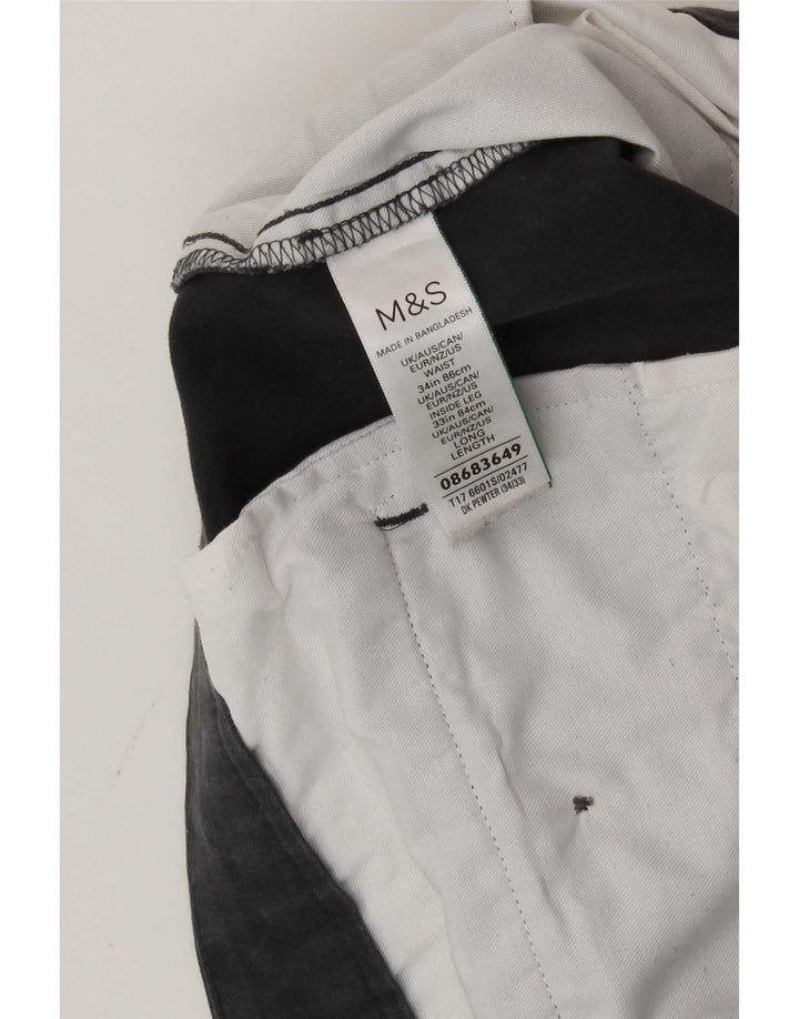 Marks & Spencer muške uske chino hlače W34 L33 sivi pamuk