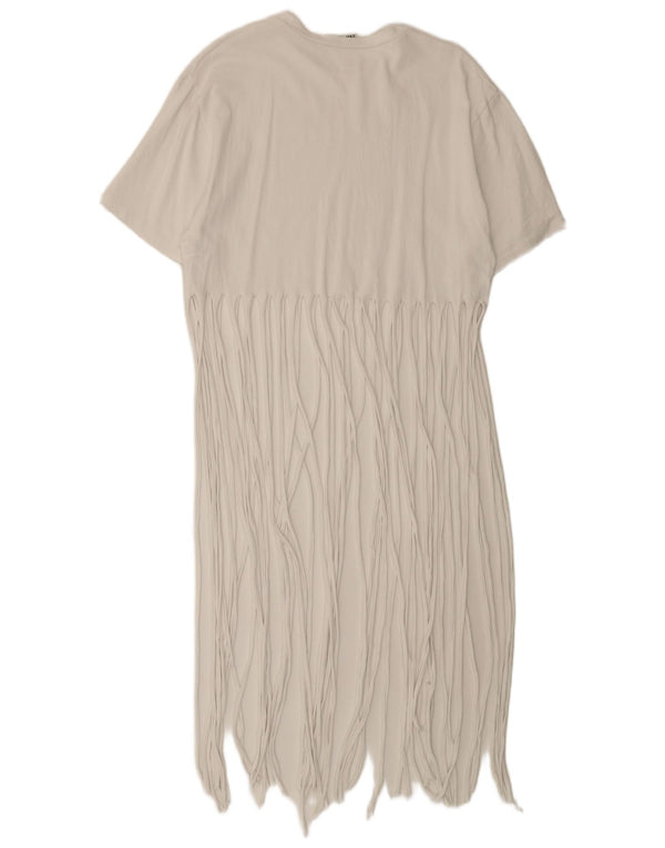 Zara ženska prevelika haljina s kratkim rukavima UK 10 Mala bijela pamučna