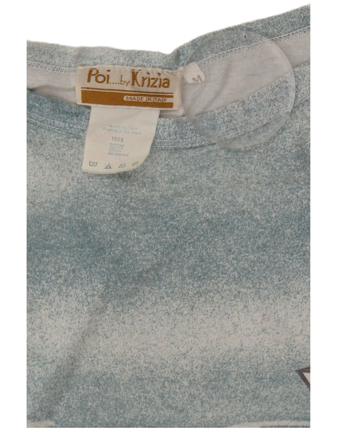 POI BY KRIZIA Mens Abstract Pattern Graphic T-Shirt Top Medium Blue Cotton