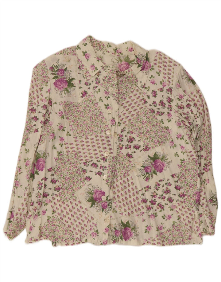 Vintage ženska košulja UK 16 velikih raznobojnih cvjetova