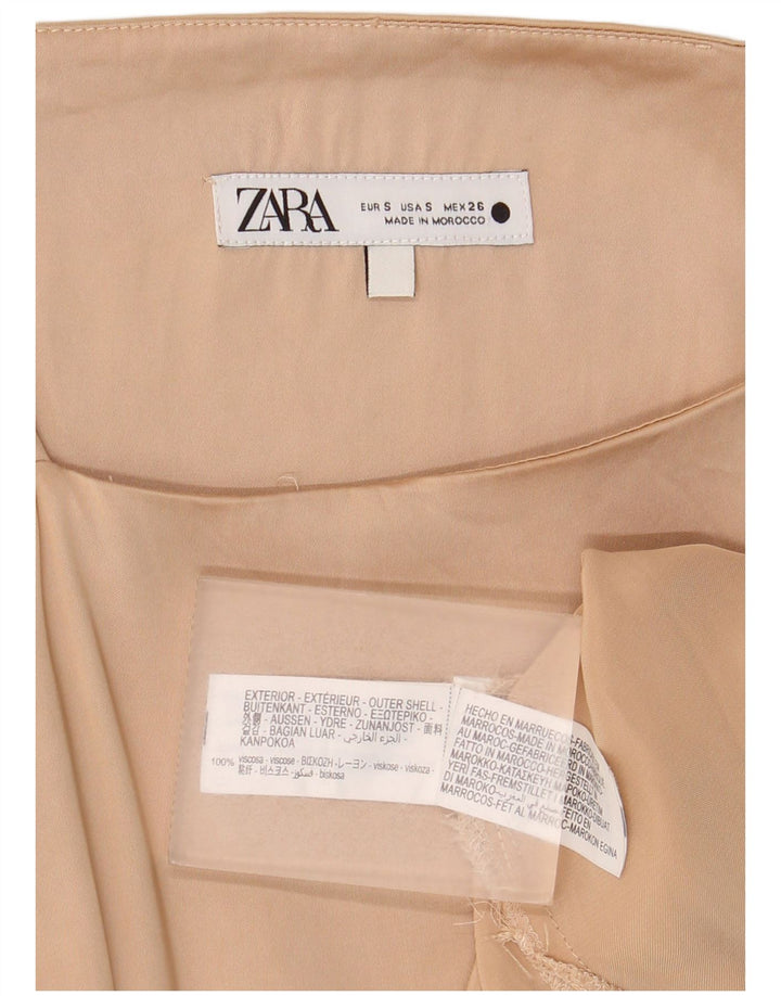 Zara ženski Cami Top UK 10 Small bež viskoza
